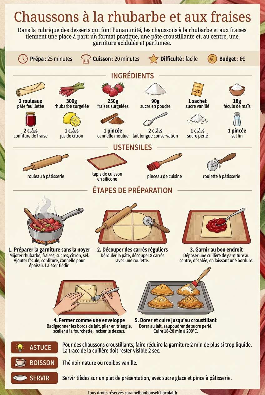 Fiche recette Recette de chaussons &agrave; la rhubarbe et aux fraises