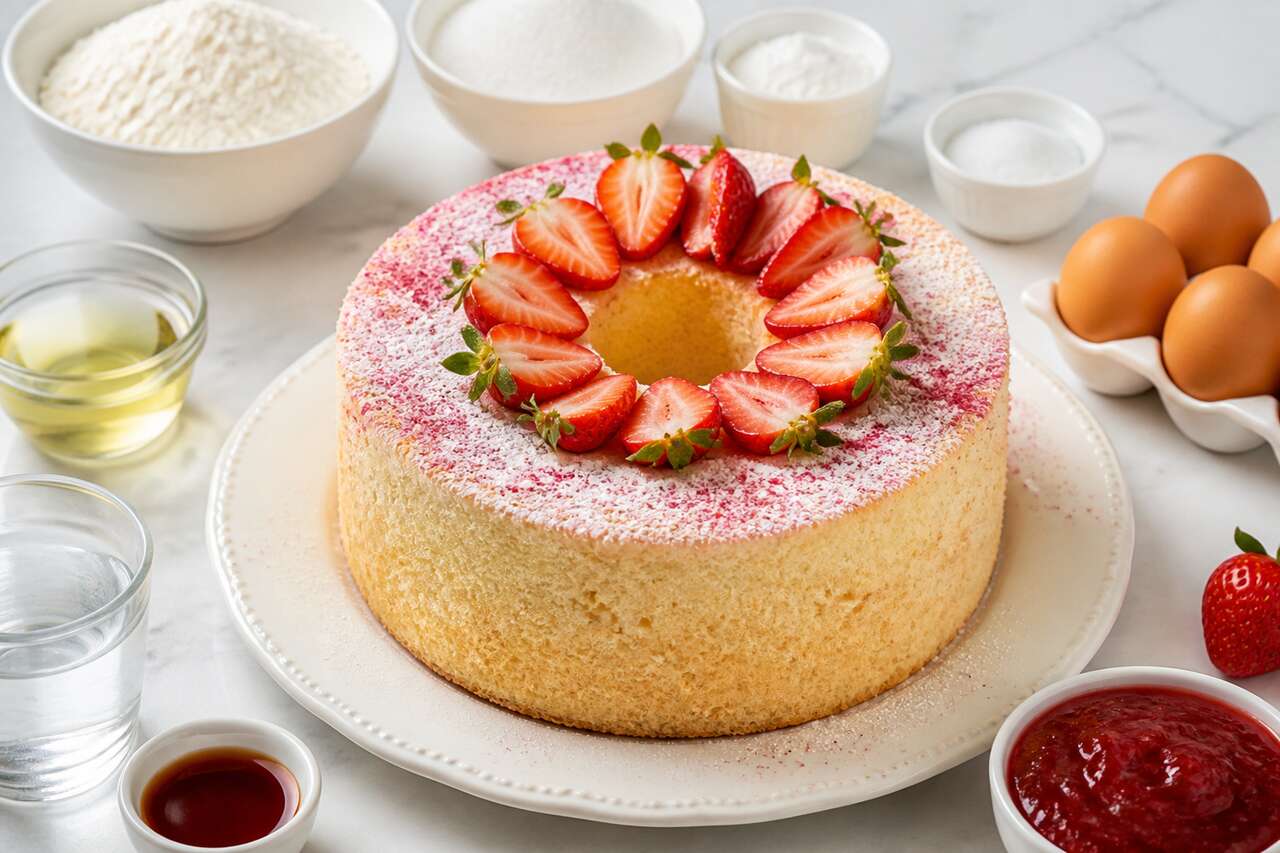 Recette du chiffon cake aux fraises