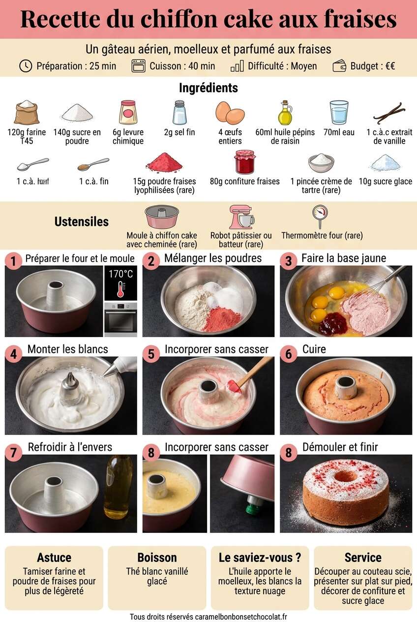 Fiche recette Recette du chiffon cake aux fraises