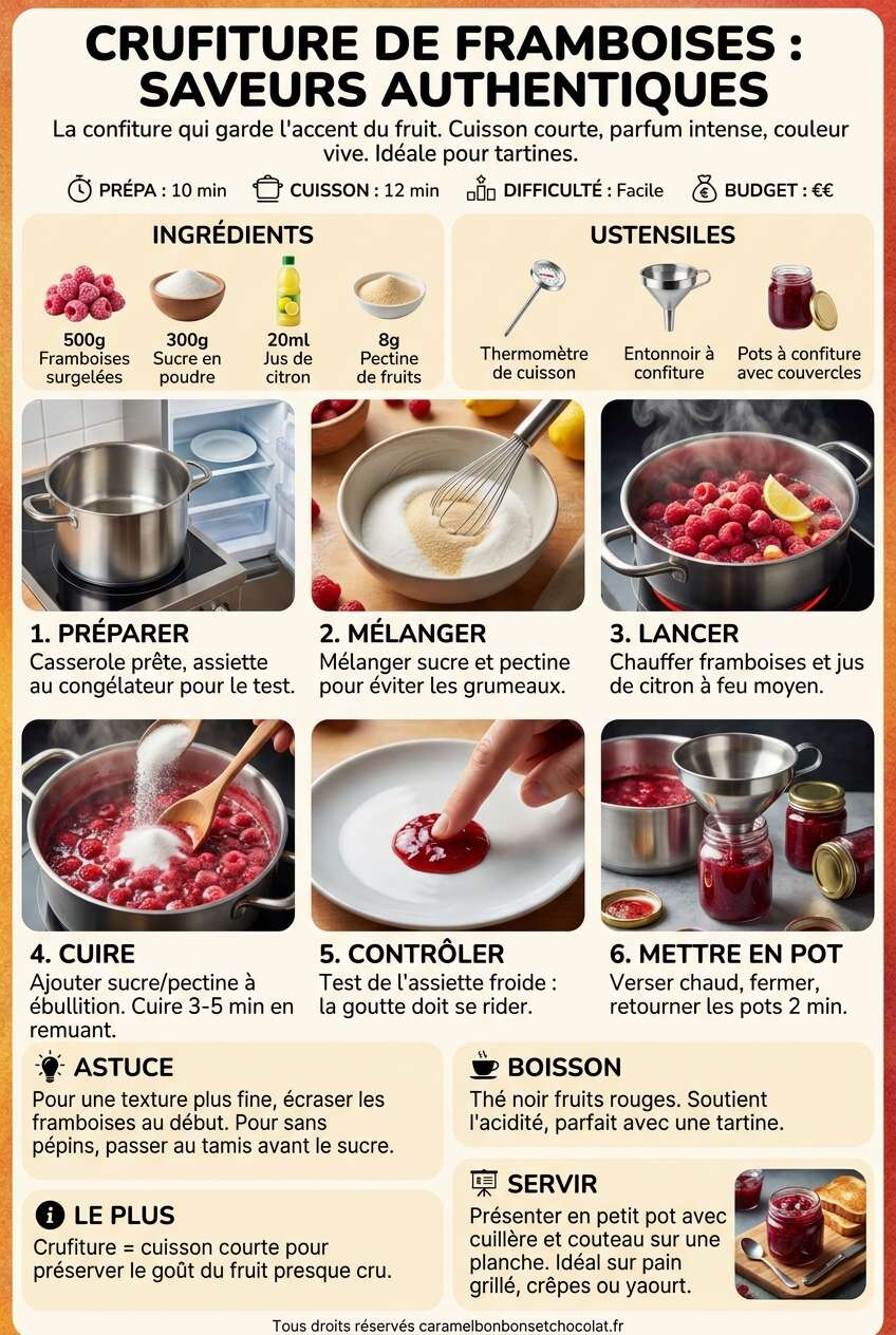 Fiche recette Recette de crufiture de framboises : saveurs authentiques