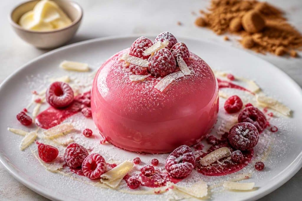 Recette d'entremets inspiration framboise