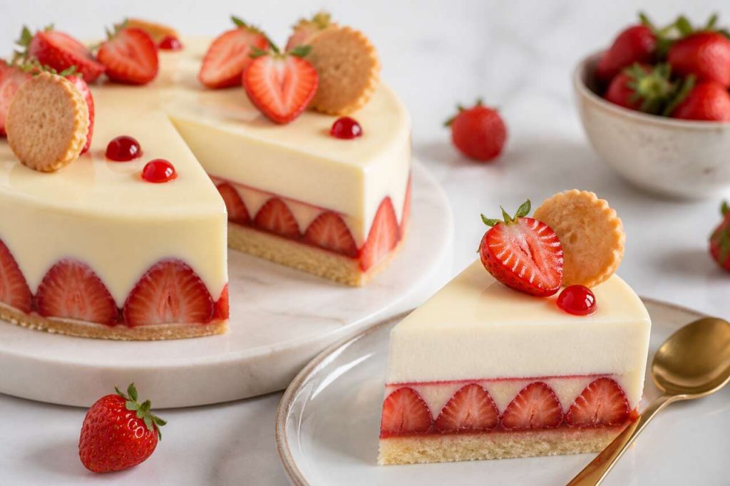 Recette d'entremets aux fraises et à la vanille