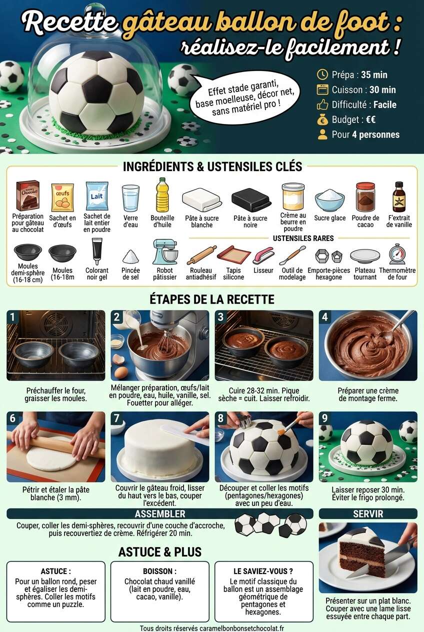 Fiche recette Recette g&acirc;teau ballon de foot : r&eacute;alisez-le facilement !