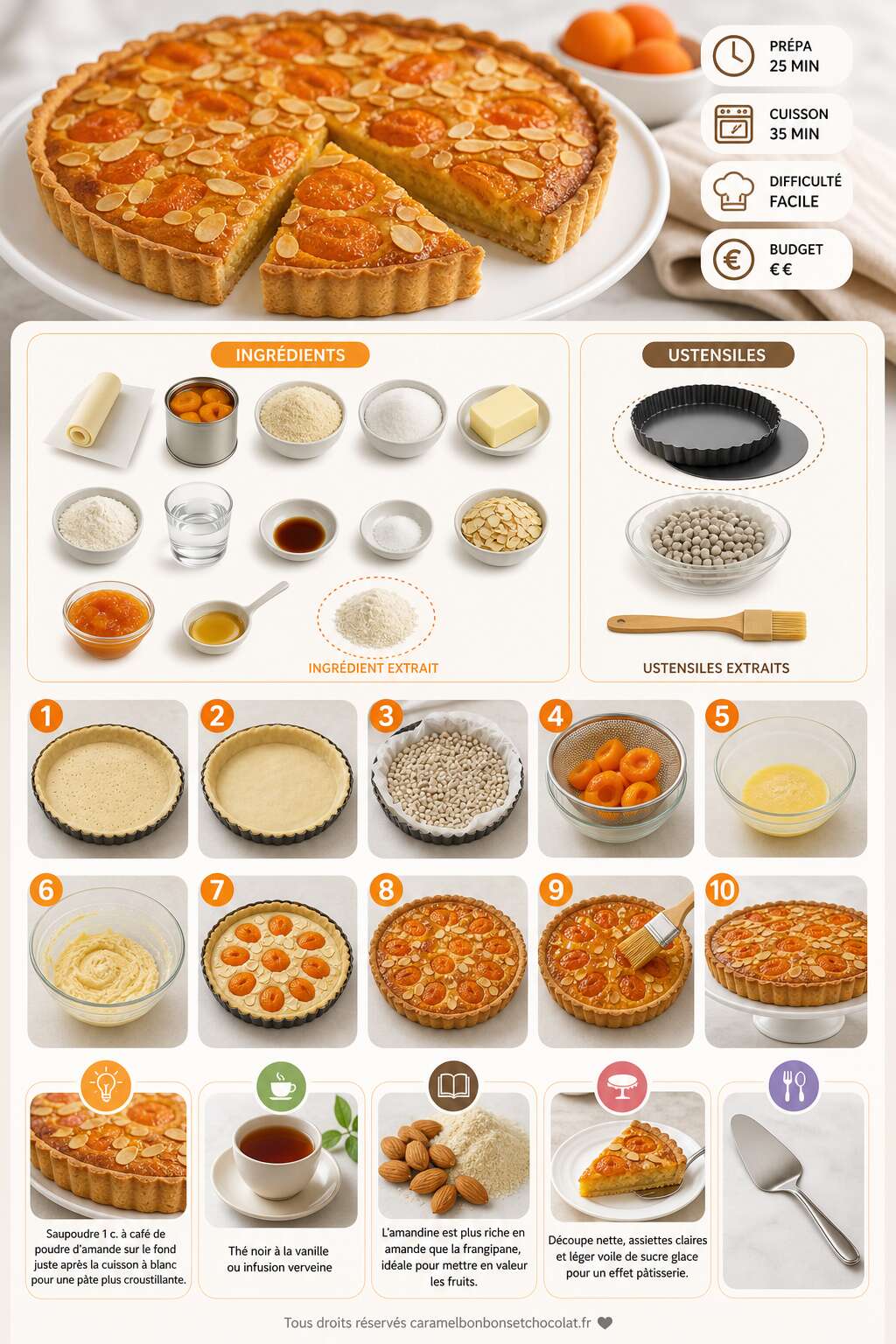 Fiche recette Tarte amandine aux abricots : recette et astuces Fiche recette Tarte amandine aux abricots : recette et astuces