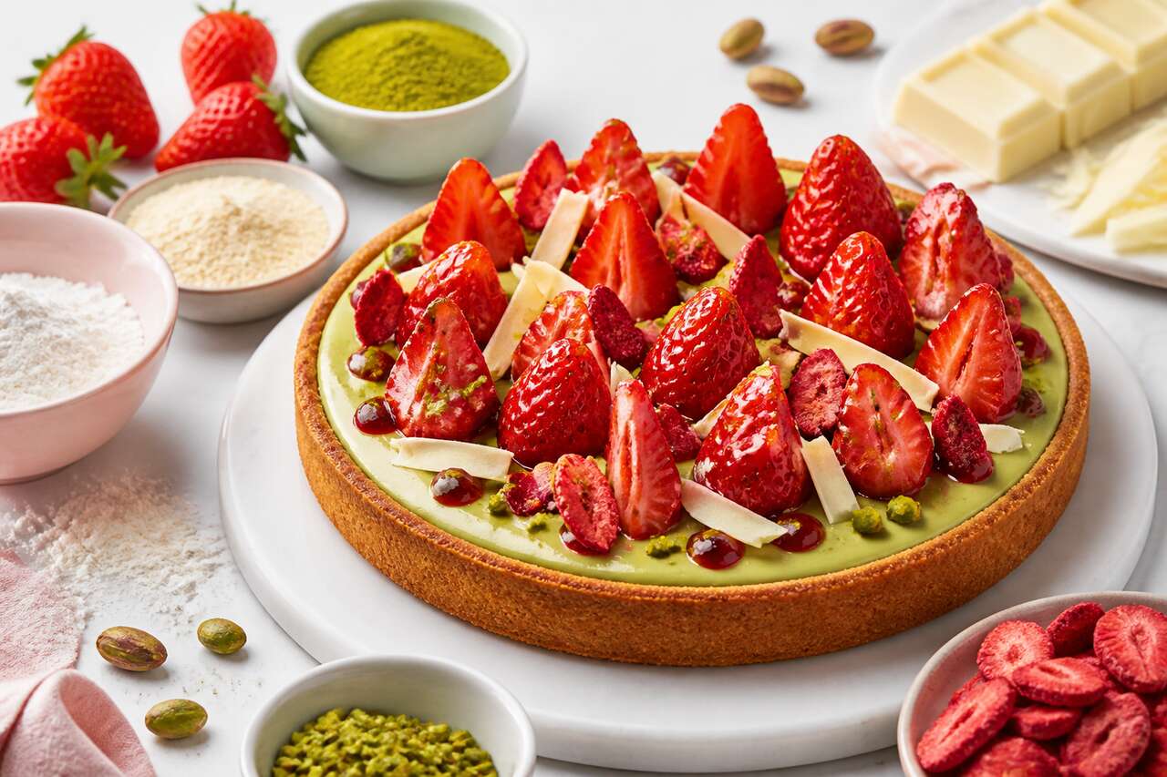 Tarte fraise pistache de Christophe Michalak : recette gourmande