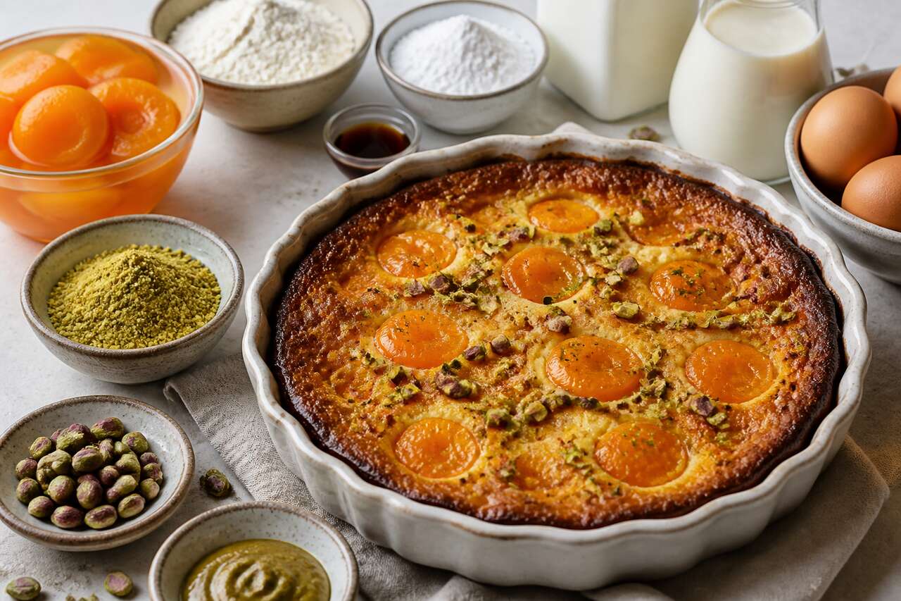 Recette du clafoutis aux abricots et à la pistache