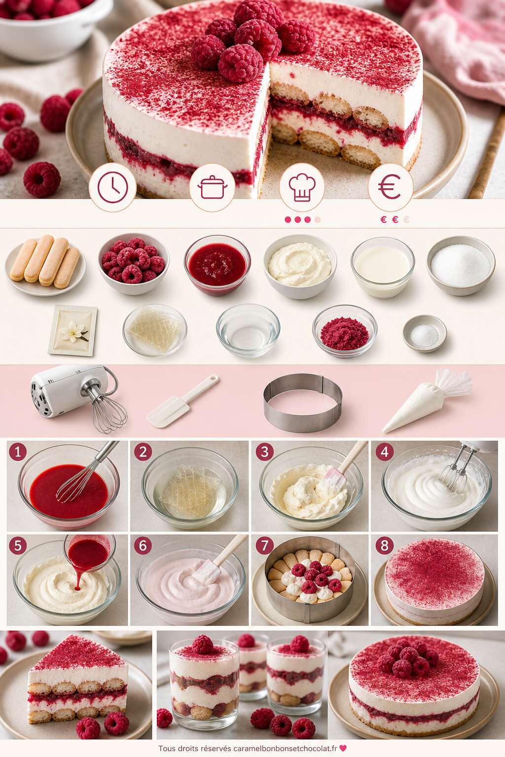 Fiche recette Recette du tiramisu aux framboises