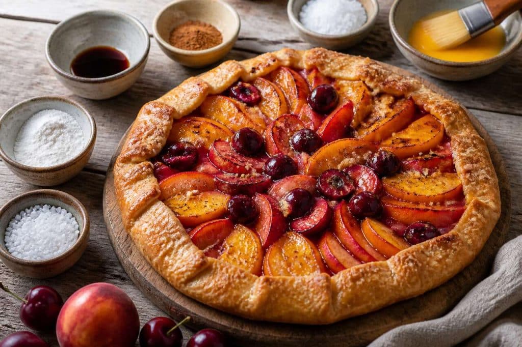 Tarte rustique aux nectarines et cerises : la recette facile