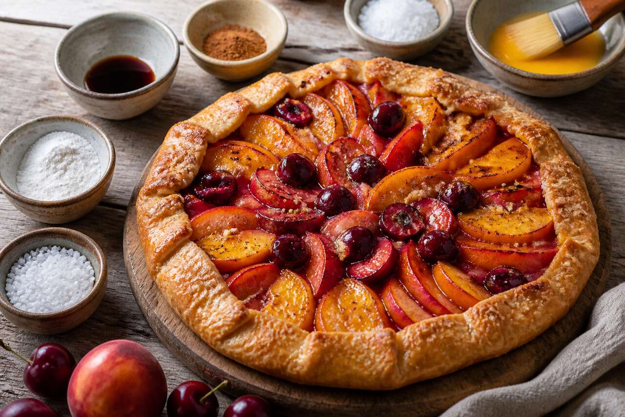 Tarte rustique aux nectarines et cerises : la recette facile