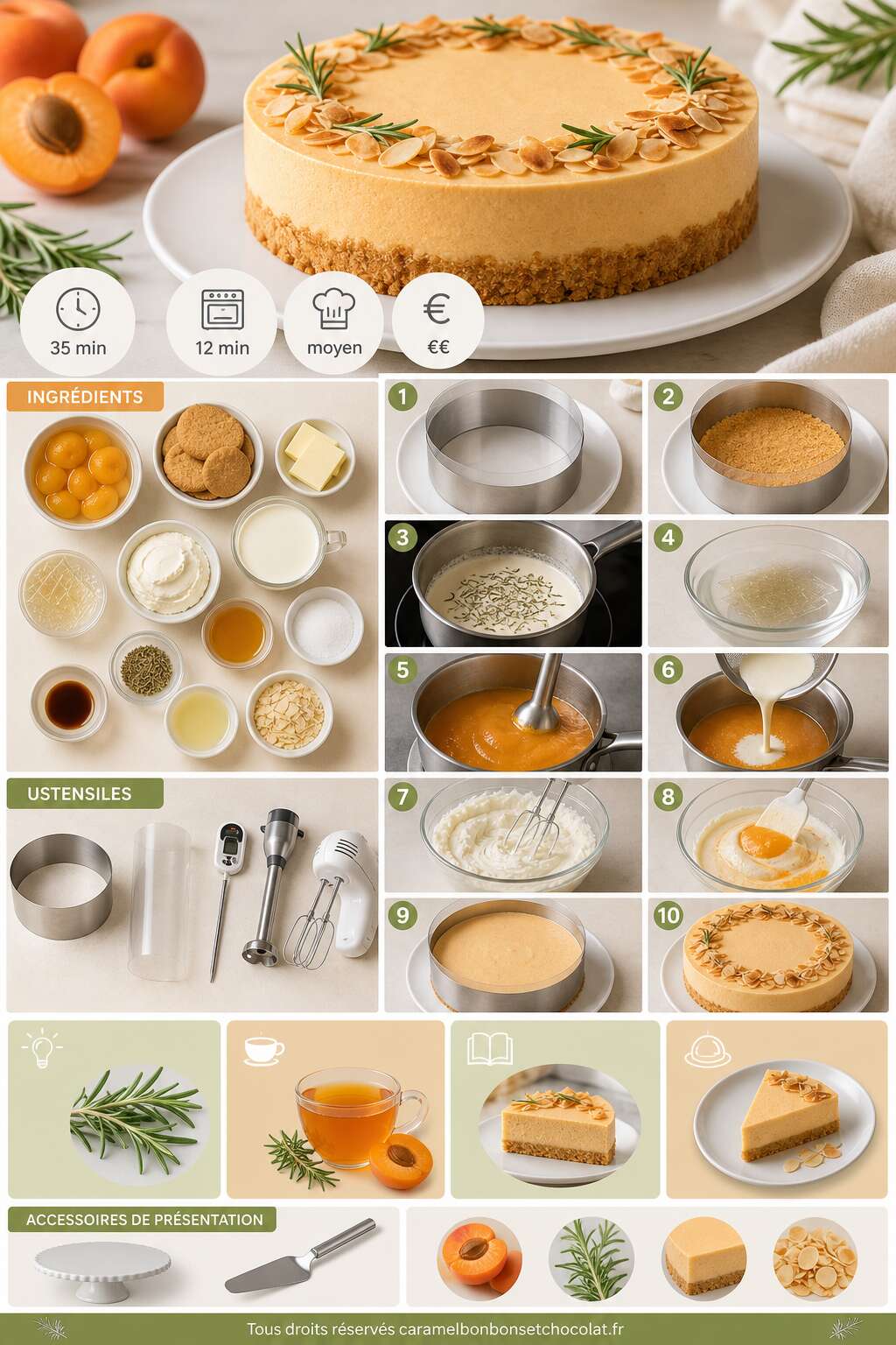 Fiche recette Recette d'entremets abricot et romarin