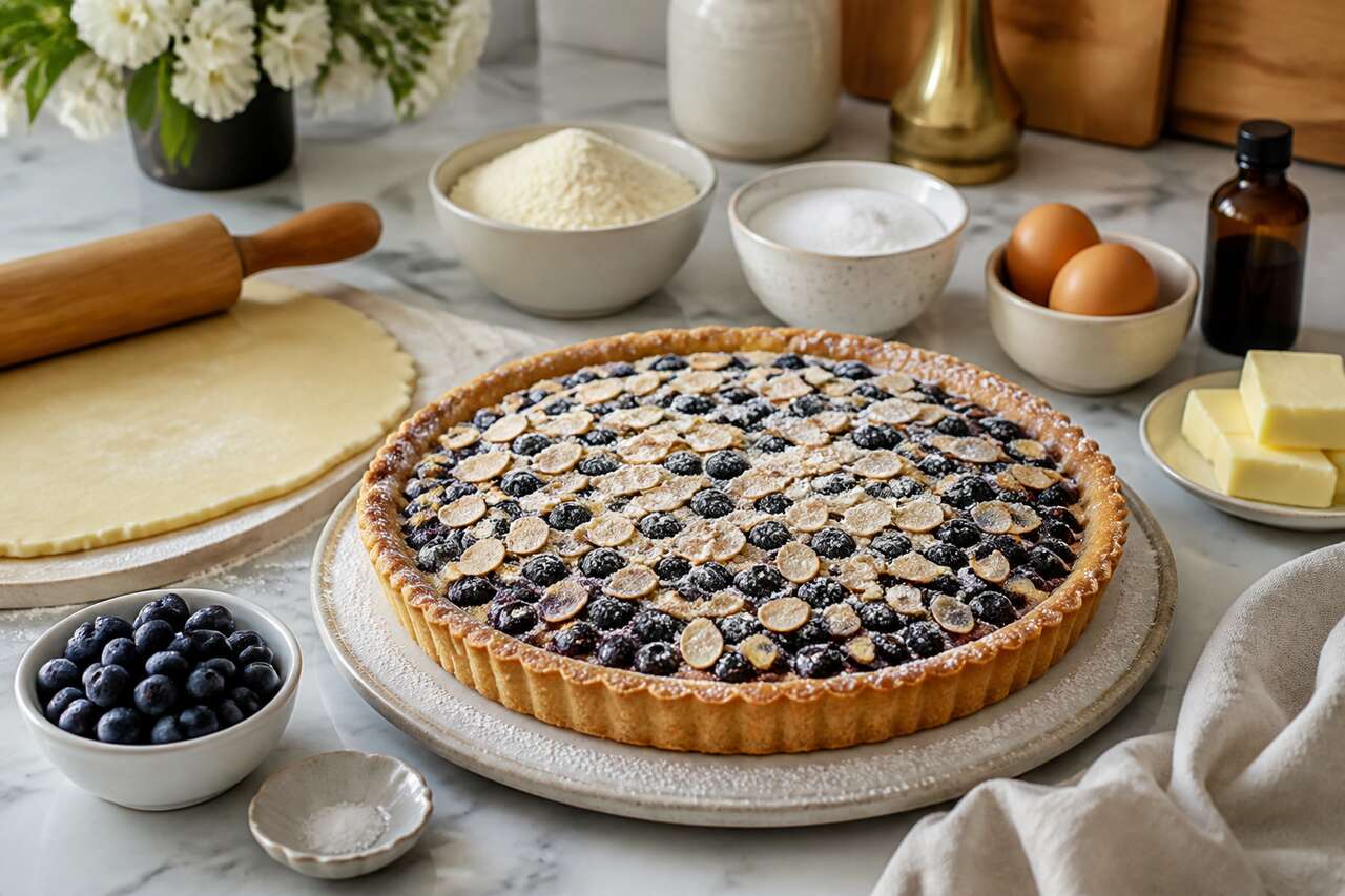Tarte amandine aux myrtilles : recette facile et gourmande