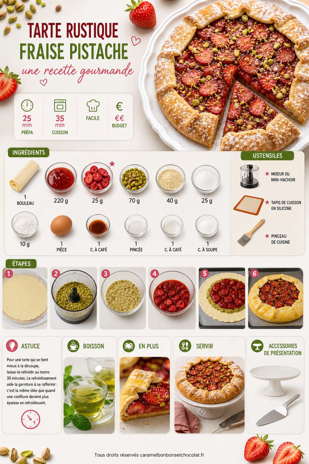 Fiche recette Tarte rustique fraise pistache : une recette gourmande Fiche recette Tarte rustique fraise pistache : une recette gourmande