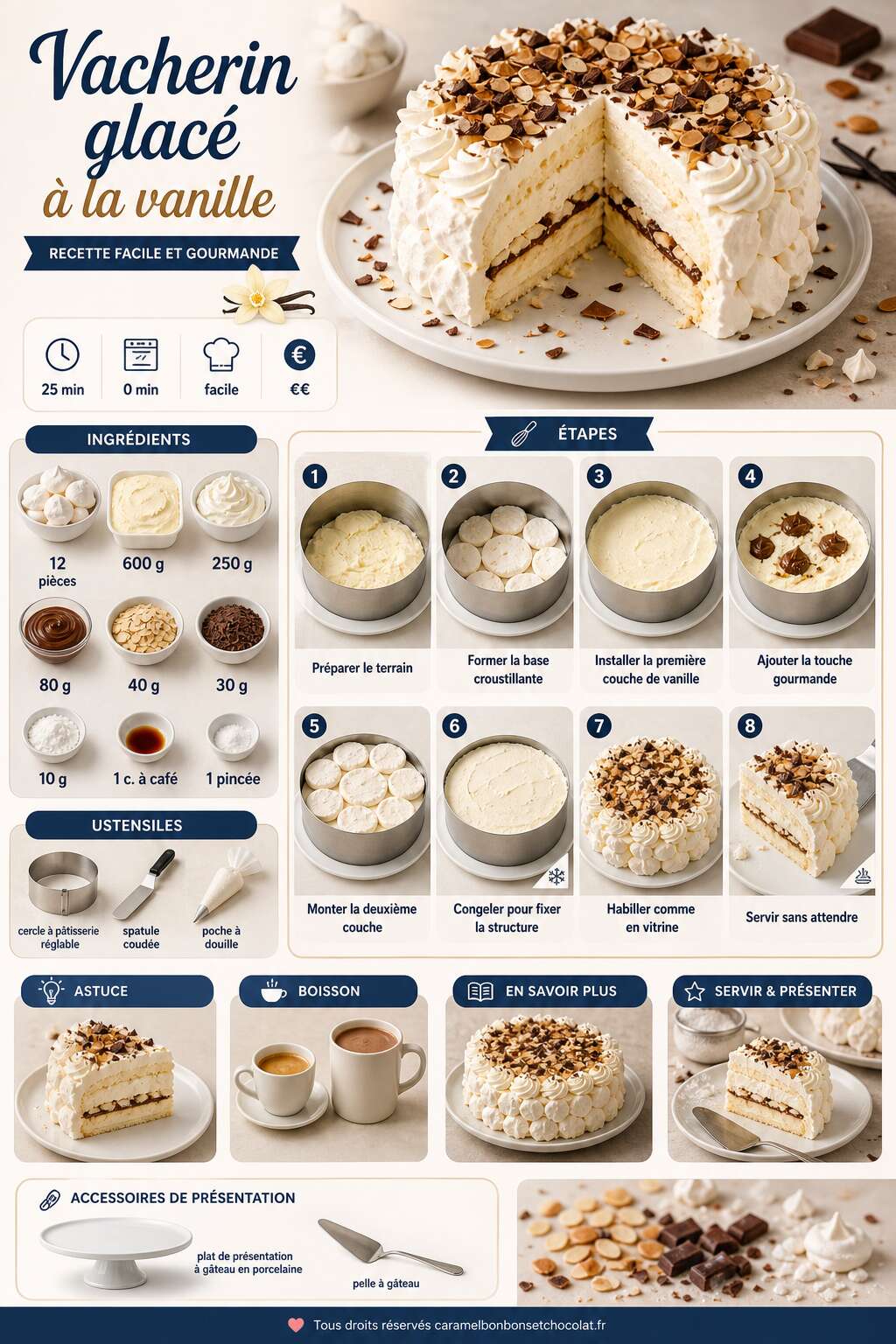 Fiche recette Vacherin glac&eacute; &agrave; la vanille : recette facile et gourmande
