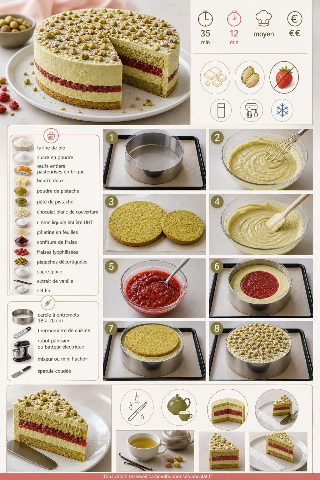 Fiche recette Recette du Montebello aux fraises et pistaches