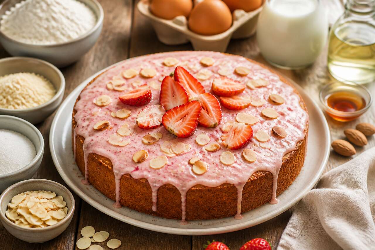 Recette du cake aux amandes et aux fraises