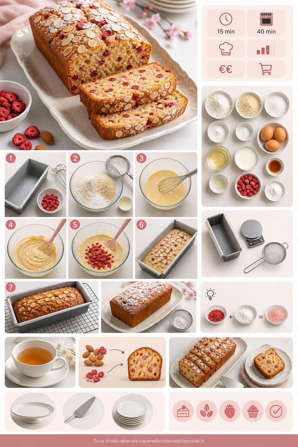 Fiche recette Recette du cake aux amandes et aux fraises Fiche recette Recette du cake aux amandes et aux fraises