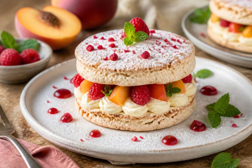 Recette de dacquoises aux framboises et nectarines