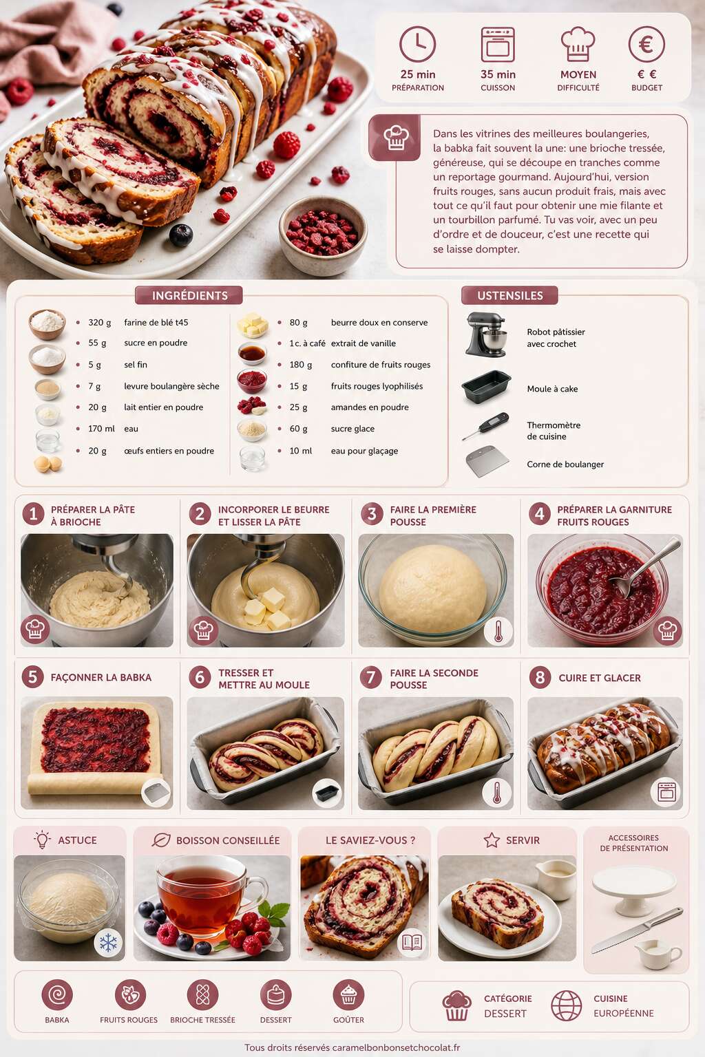 Fiche recette Recette de babka aux fruits rouges