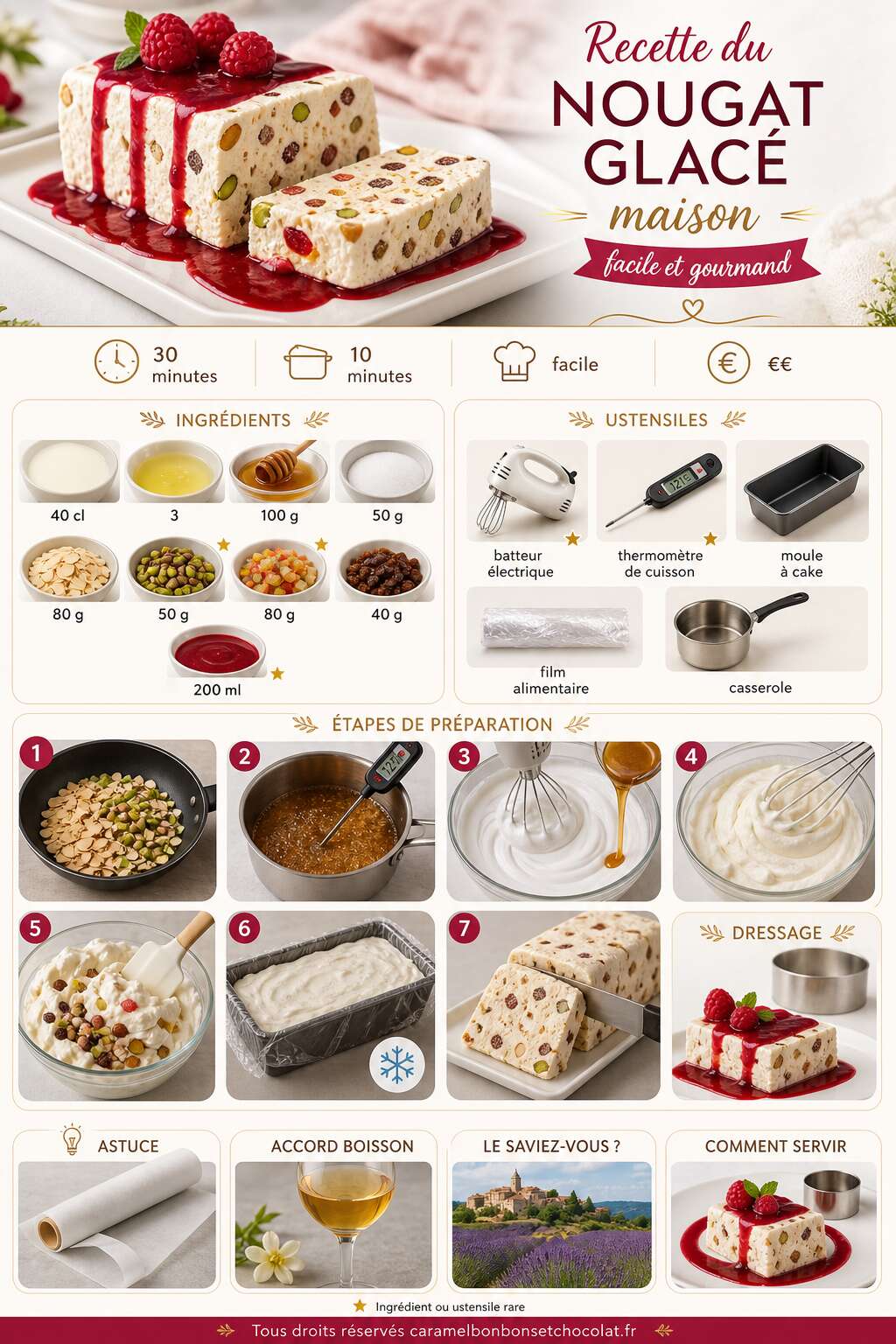 Fiche recette Recette du nougat glacé maison facile et gourmand Fiche recette Recette du nougat glacé maison facile et gourmand