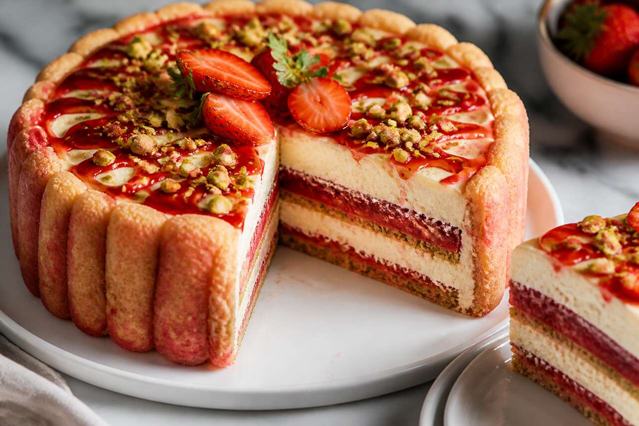 Charlotte fraise pistache : recette gourmande