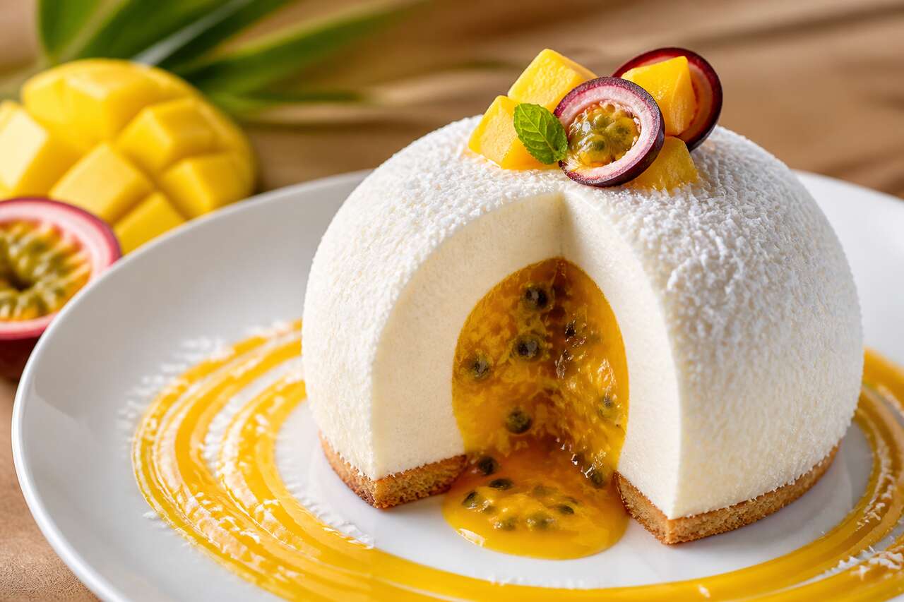 Recette d'entremets coco, mangue et passion