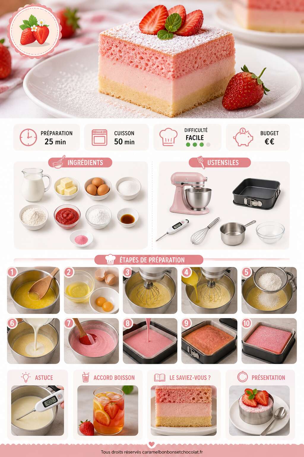 Fiche recette Recette Du G&acirc;teau Magique &Agrave; La Fraise