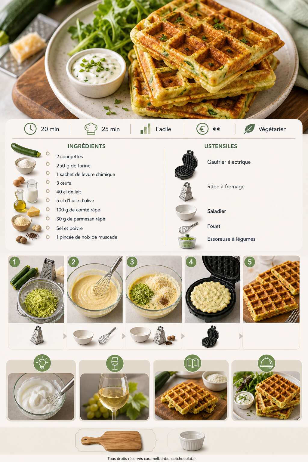 Fiche recette Recette de gaufres sal&eacute;es &agrave; la courgette