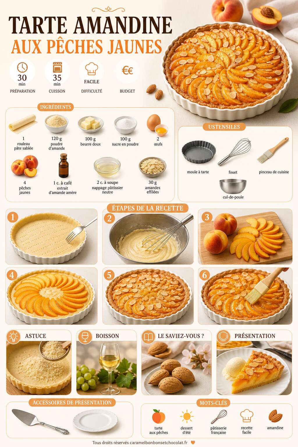 Fiche recette Recette Tarte Amandine Aux Pêches Jaunes Fiche recette Recette Tarte Amandine Aux Pêches Jaunes