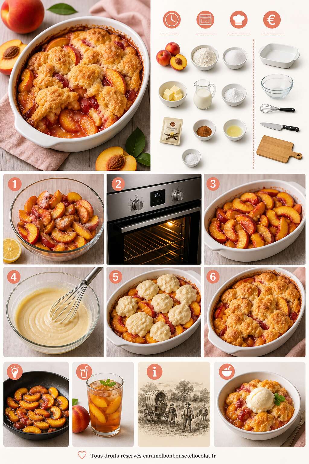 Fiche recette Cobbler aux nectarines : une recette gourmande et estivale Fiche recette Cobbler aux nectarines : une recette gourmande et estivale