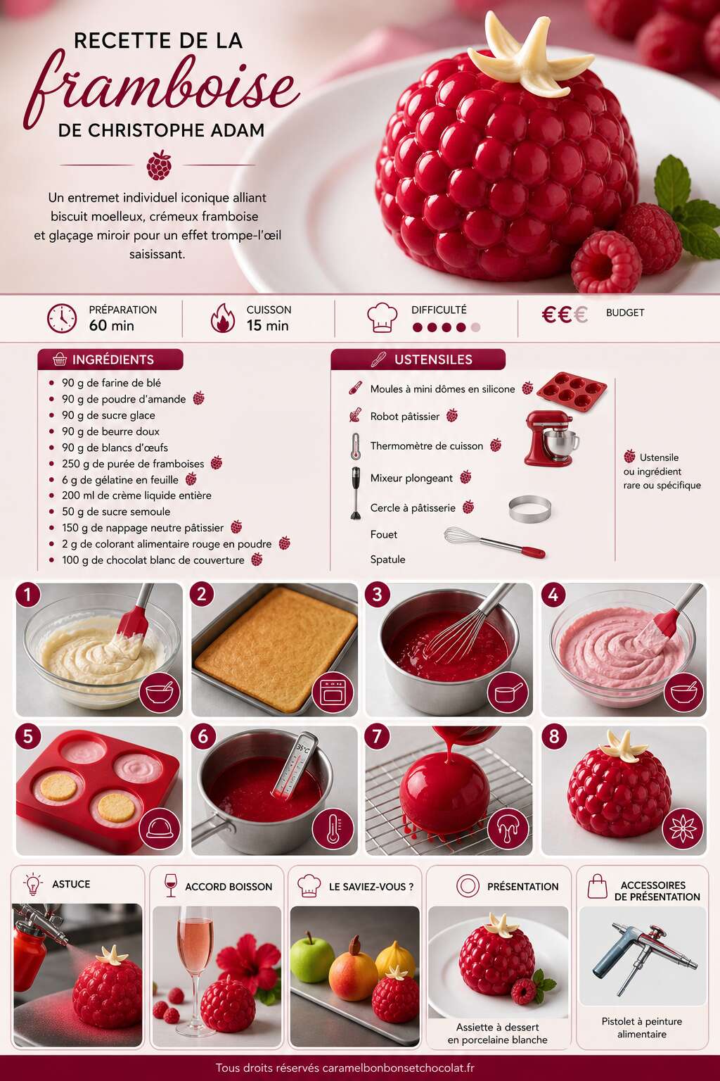 Fiche recette Recette de la framboise de Christophe Adam Fiche recette Recette de la framboise de Christophe Adam