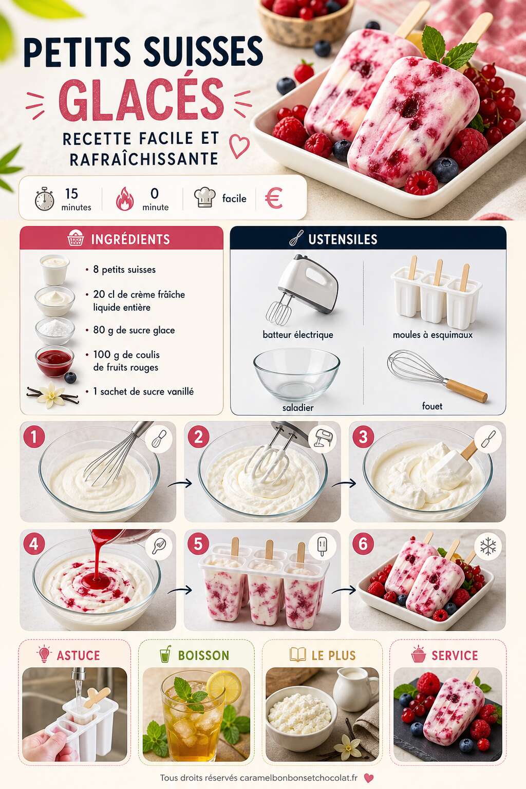 Fiche recette Petits suisses glacés : recette facile et rafraîchissante Fiche recette Petits suisses glacés : recette facile et rafraîchissante