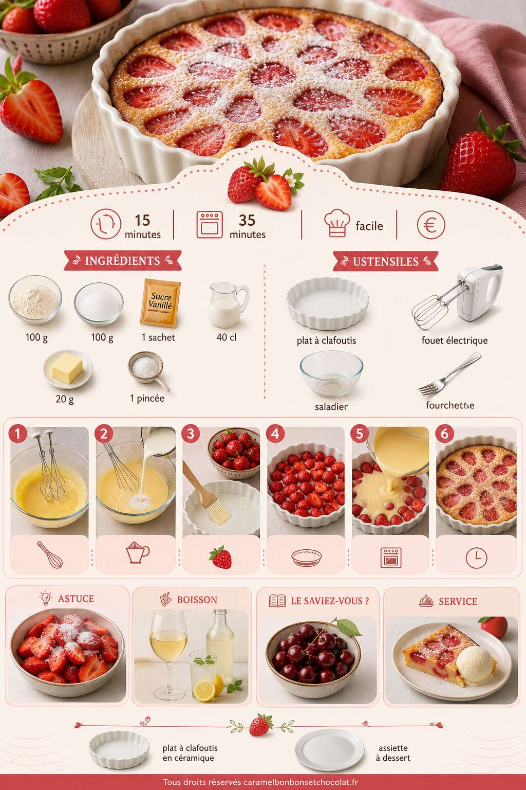 Fiche recette Clafoutis aux fraises : recette gourmande et facile