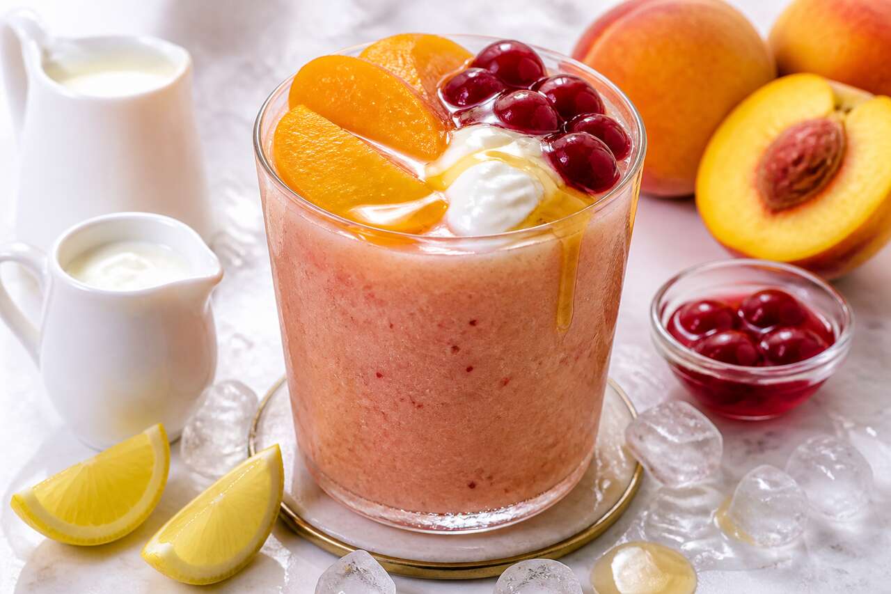 Smoothie pêches et cerises : recette gourmande