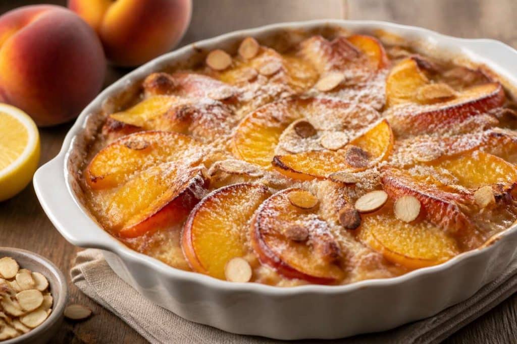 Gratin de pêches aux amandes : la recette gourmande