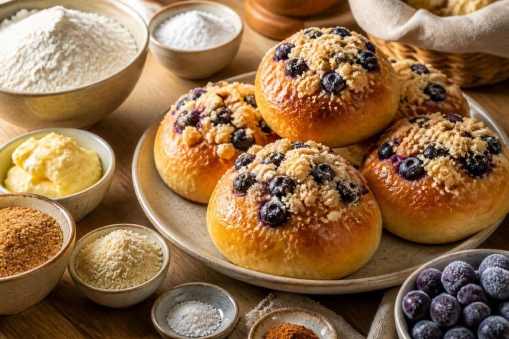 Recette de brioches au streusel et aux myrtilles