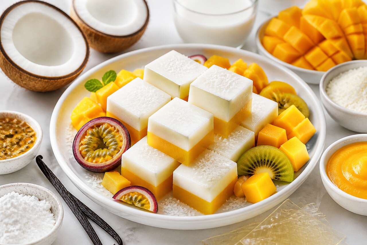 Recette de cubes coco vanille aux fruits exotiques