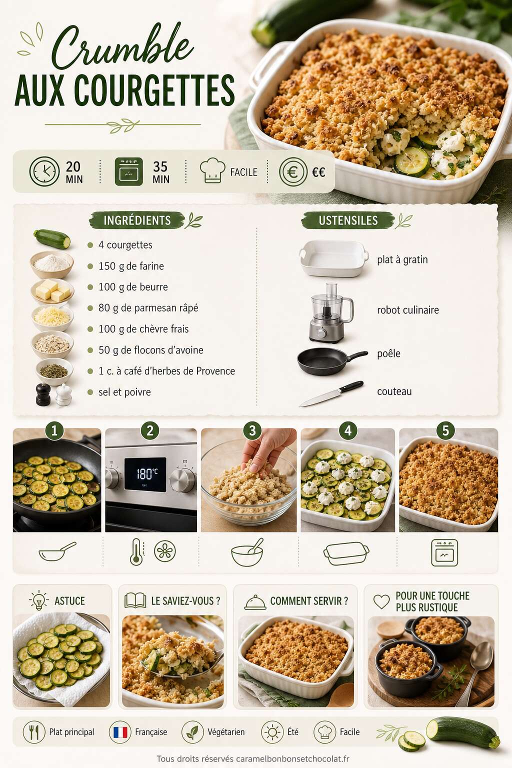 Fiche recette Recette de crumble aux courgettes Fiche recette Recette de crumble aux courgettes