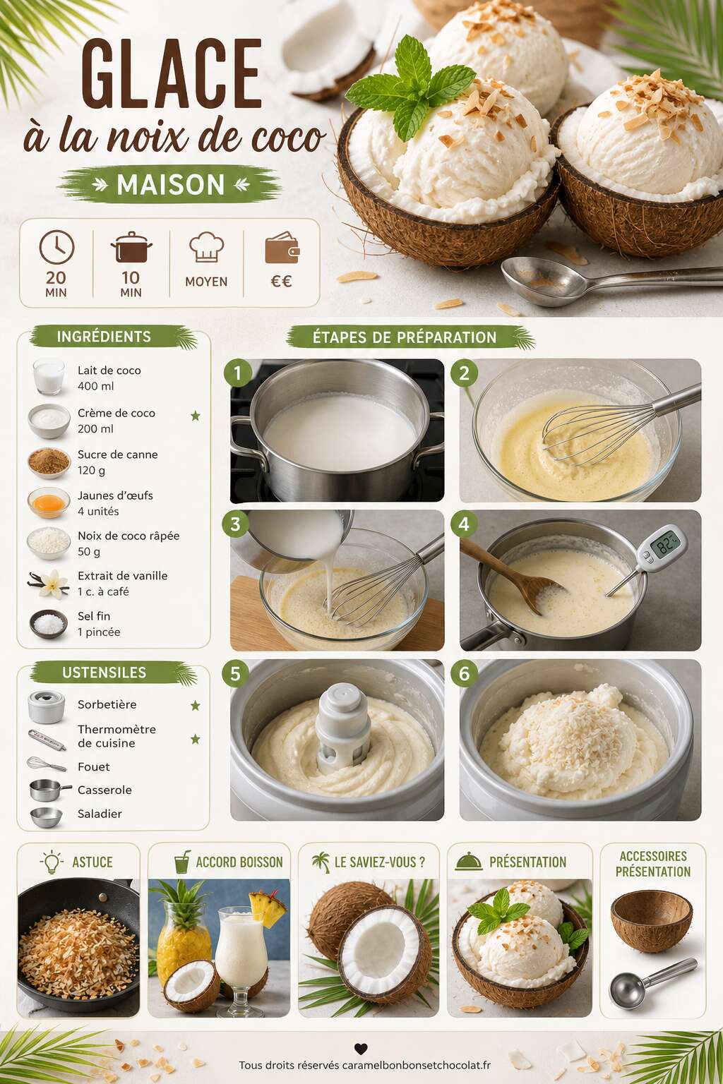 Fiche recette Recette de glace à la noix de coco maison Fiche recette Recette de glace à la noix de coco maison