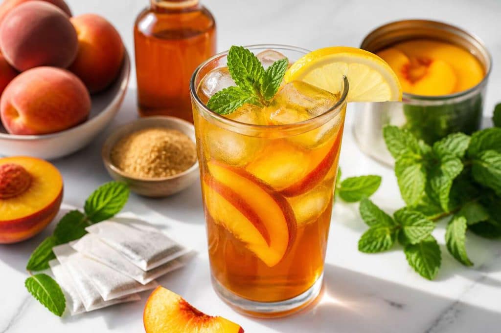 Thé glacé à la pêche : recette maison désaltérante