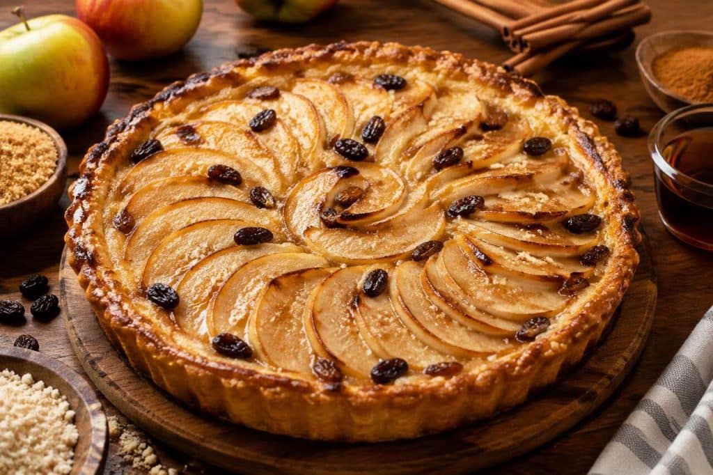 Recette de tarte aux pommes et raisins secs