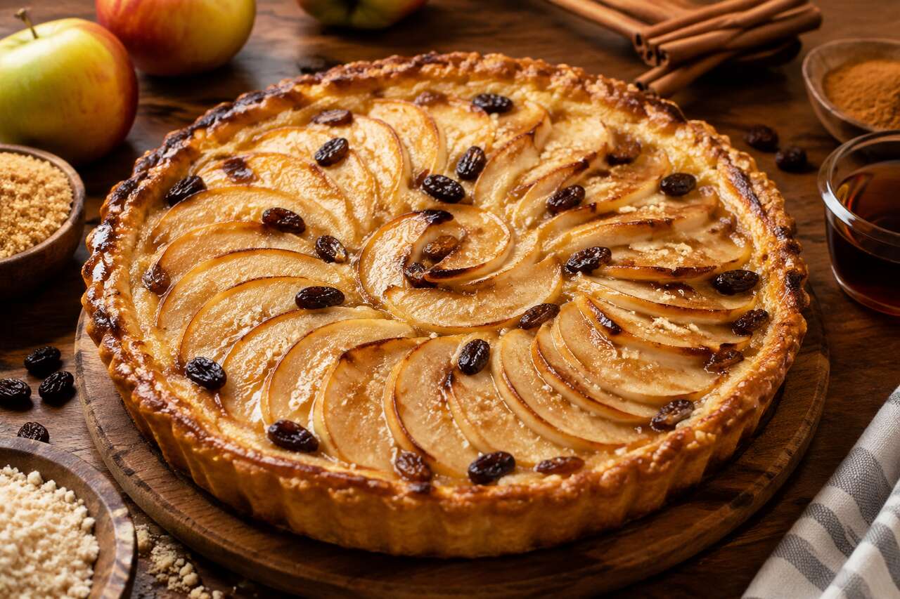 Recette de tarte aux pommes et raisins secs