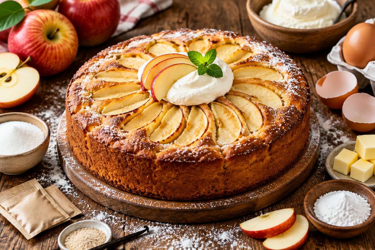 Recette du gâteau aux pommes et mascarpone