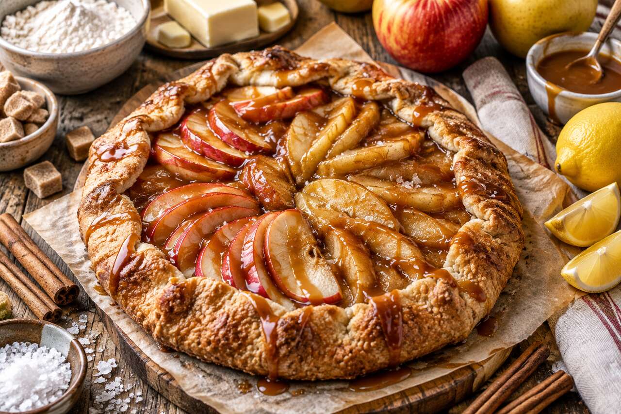 Tarte rustique aux pommes et caramel maison