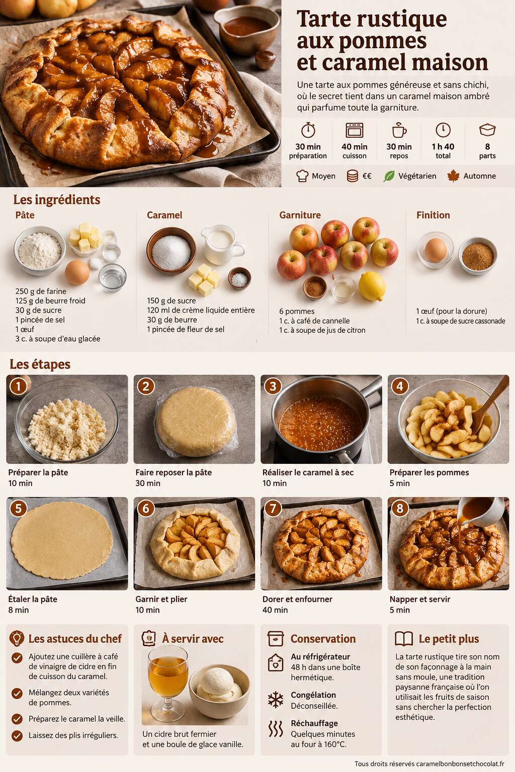 Fiche recette Tarte rustique aux pommes et caramel maison Fiche recette Tarte rustique aux pommes et caramel maison