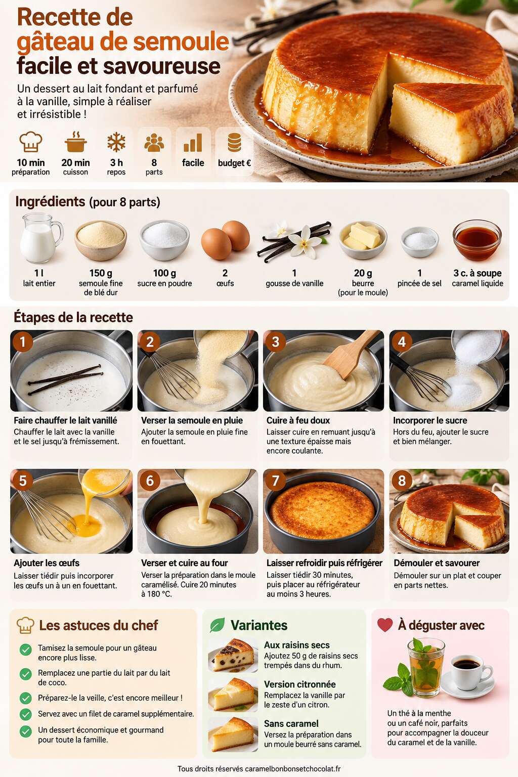 Fiche recette Recette de gâteau de semoule facile et savoureuse Fiche recette Recette de gâteau de semoule facile et savoureuse