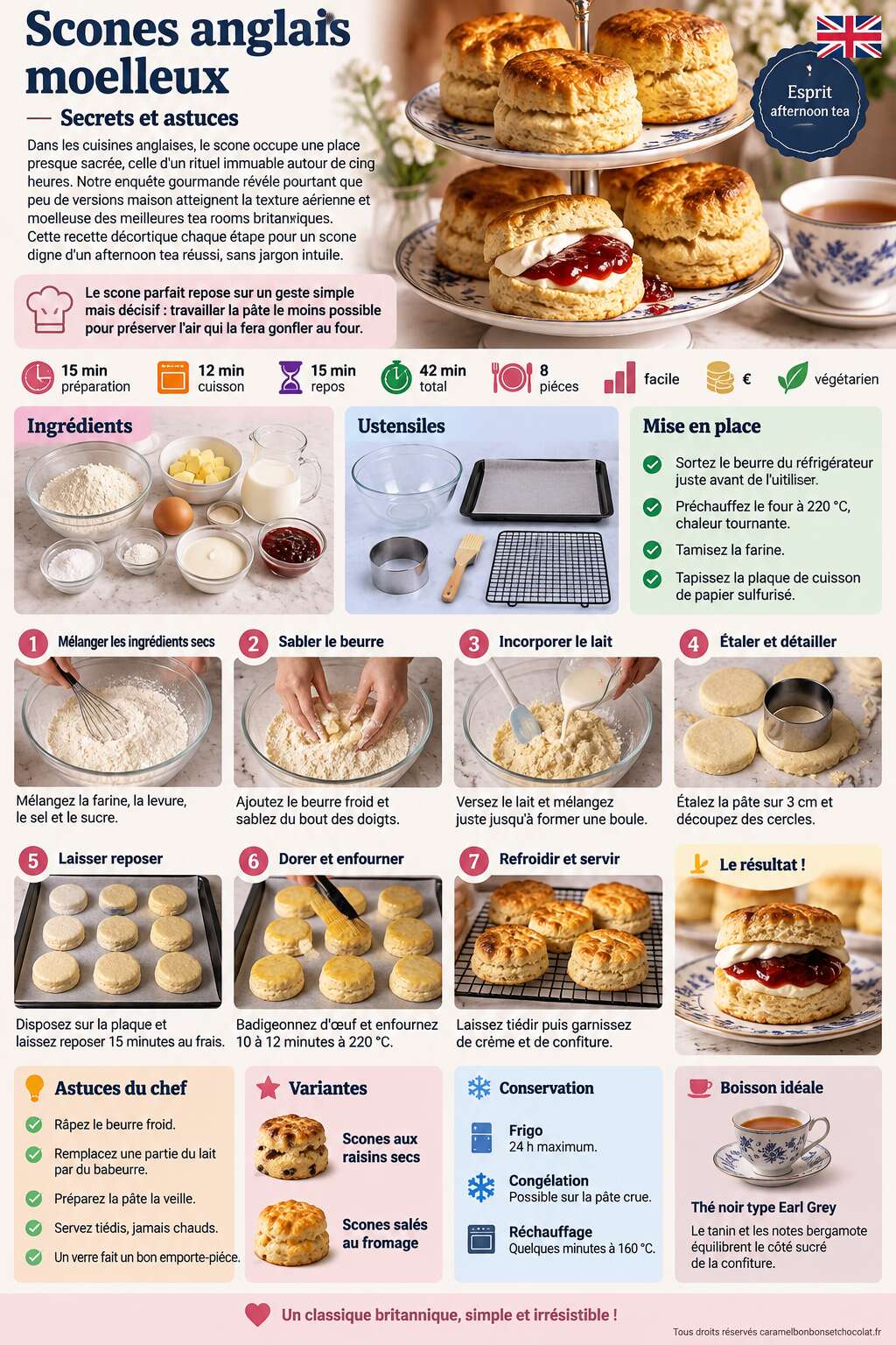 Fiche recette Recette de scones anglais moelleux : secrets et astuces