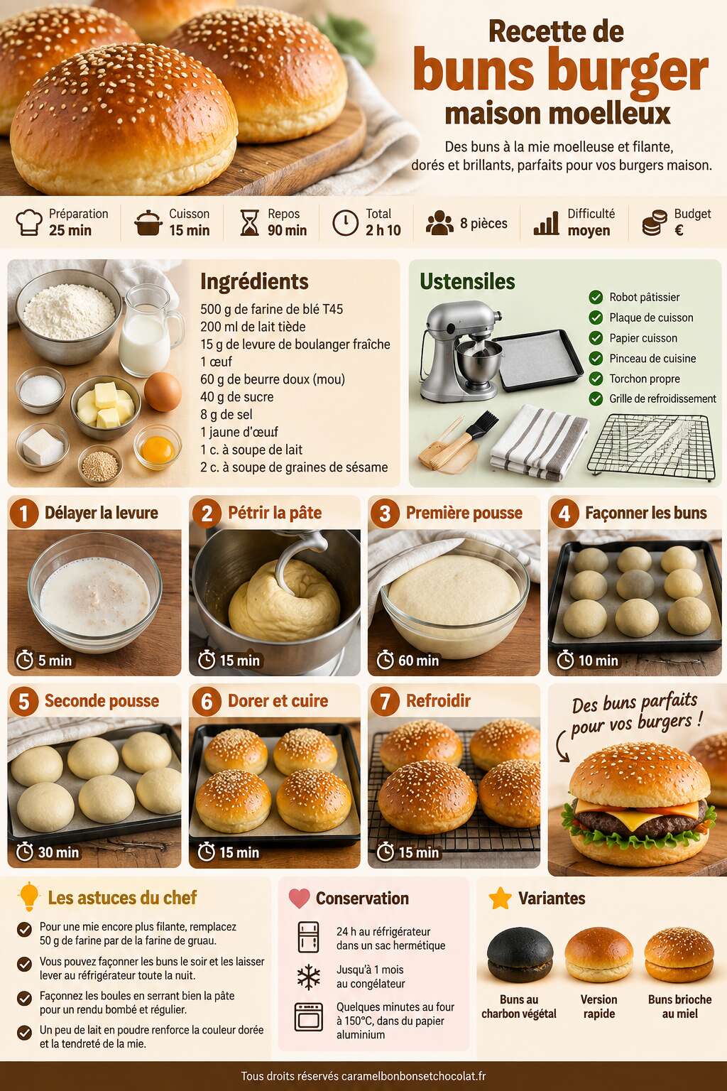 Fiche recette Recette de buns burger maison moelleux Fiche recette Recette de buns burger maison moelleux