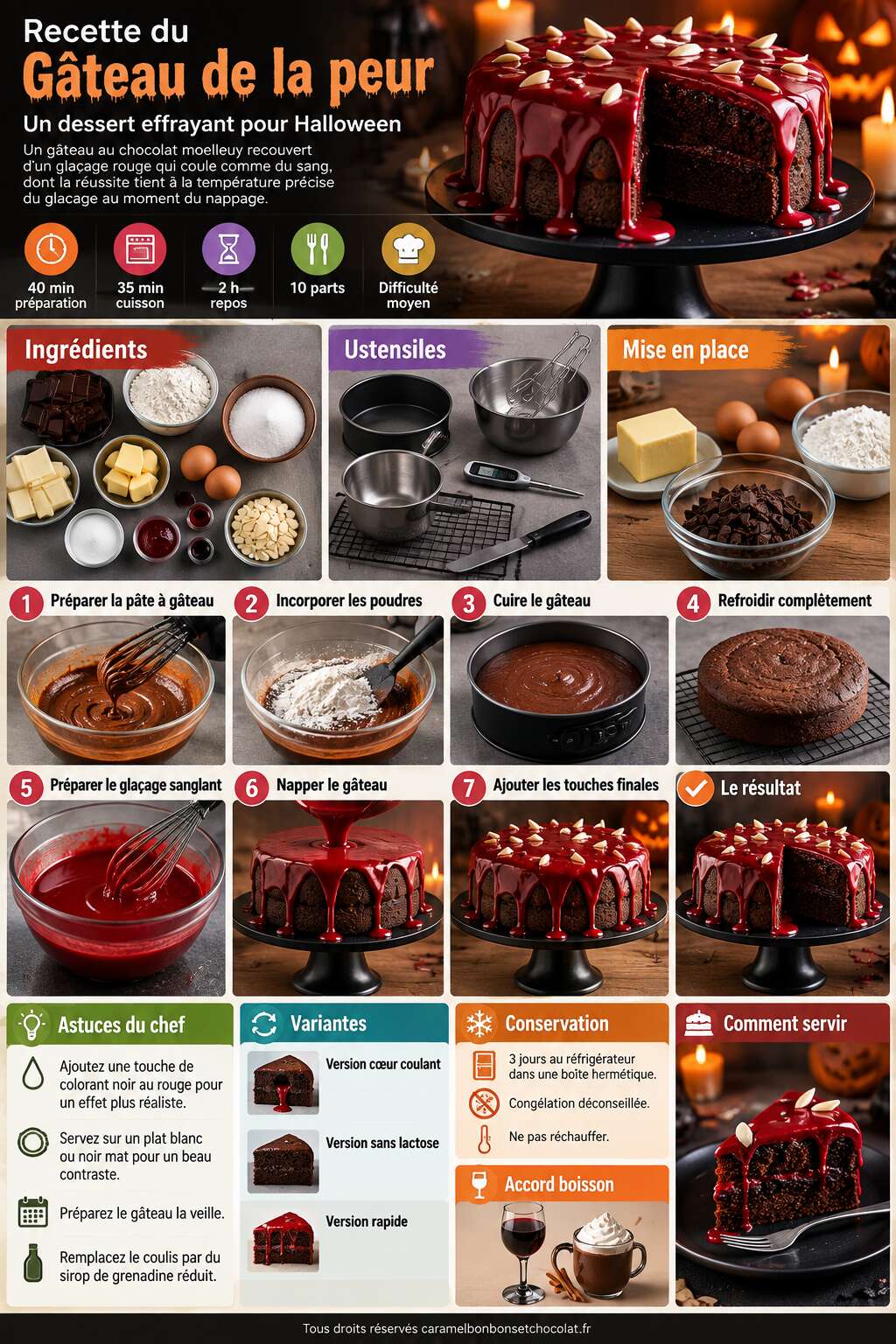 Fiche recette Recette du Gâteau de la peur : un dessert effrayant pour Halloween Fiche recette Recette du Gâteau de la peur : un dessert effrayant pour Halloween