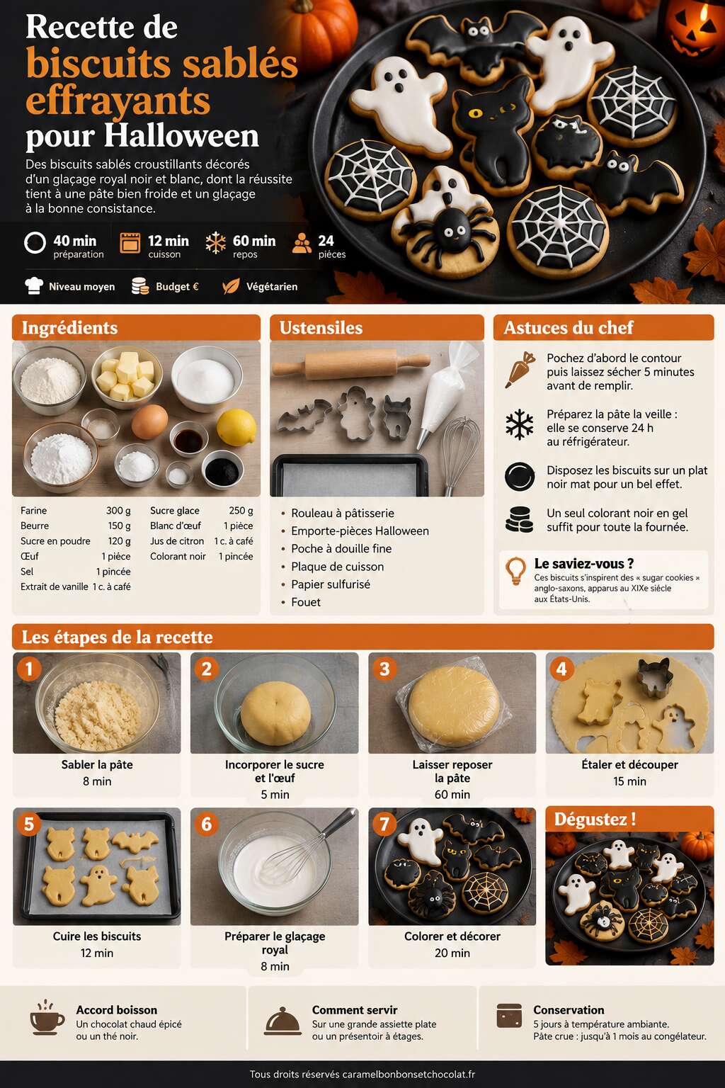 Fiche recette Recette de biscuits effrayants pour Halloween Fiche recette Recette de biscuits effrayants pour Halloween