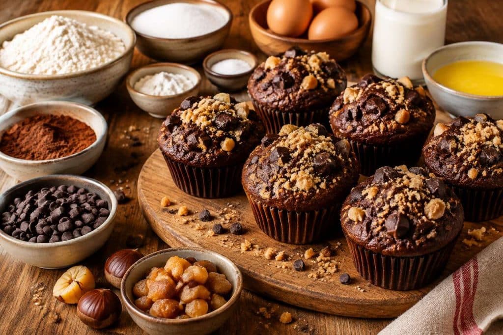 Muffins au chocolat et marrons : recette gourmande